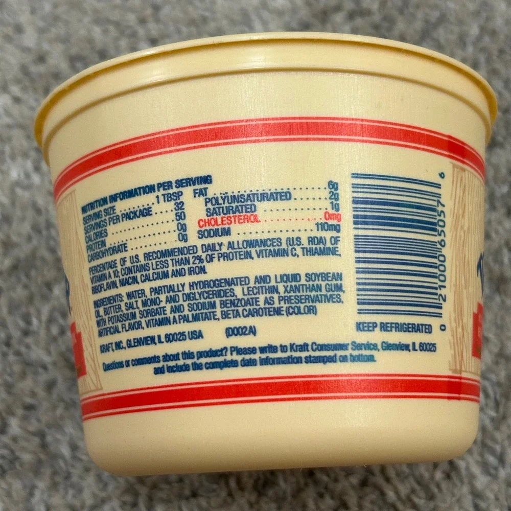 Kraft Touch of Butter Spread Tub Vintage Style Plastic Container No Lid‎